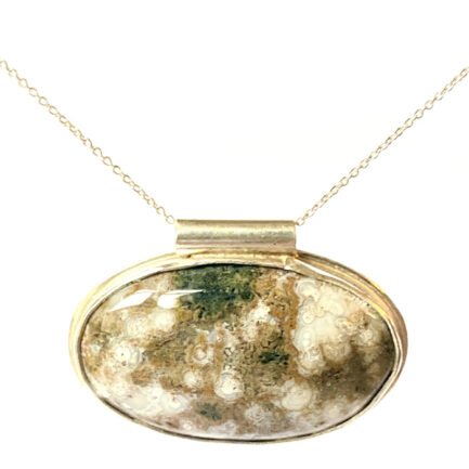 Collier avec pierre Jaspe Océan monté en Argent 925